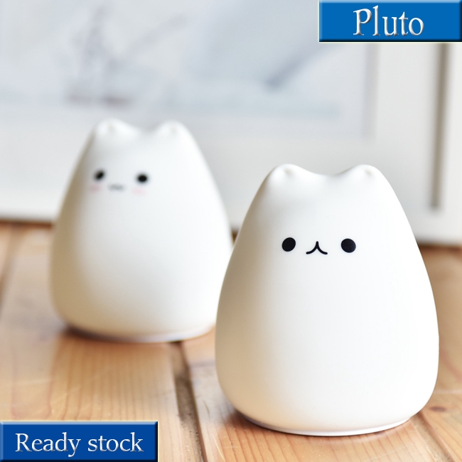 Đèn ngủ vỗ nhẹ hình con mèo nhỏ dễ thương bằng silicon mềm trang trí phòng cho trẻ em
