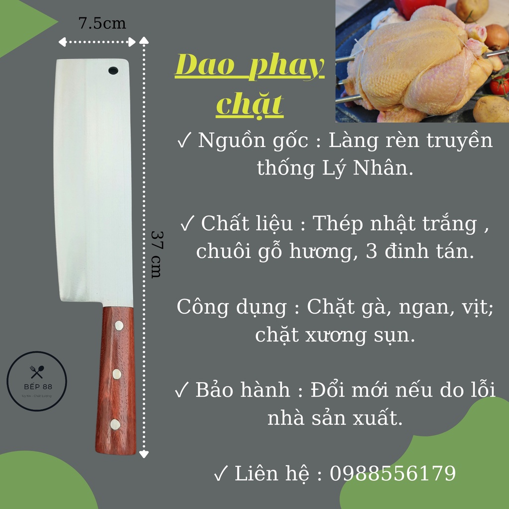 Dao làm bếp Nhật Bản thép trắng không gỉ loại Phay chặt, Bếp 88 chuyên bộ dao nhà bếp chất lượng cho mọi gia đình