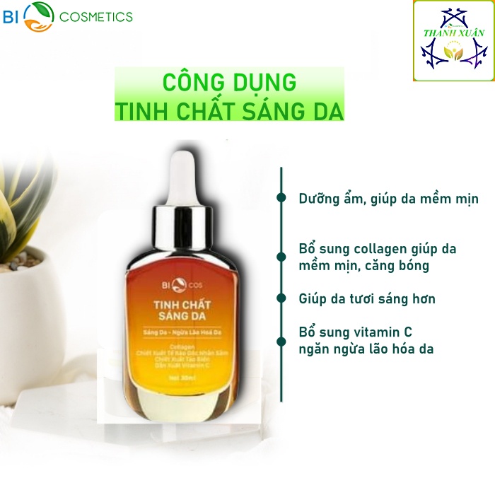 Tinh Chất Serum Dưỡng Trắng Sáng Da Mặt BioCos, Chứa Vitamin C Chống Lão Hóa, Dưỡng Ẩm Da Và Se Khít Lỗ Chân Lông.