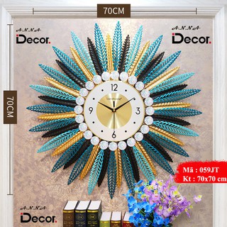 Đồng hồ treo tường, đồng hồ trang trí decor hình lá nhiều màu 059jt