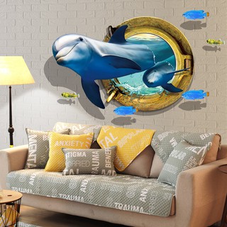 Decal dán tường cá heo 3D - DC169