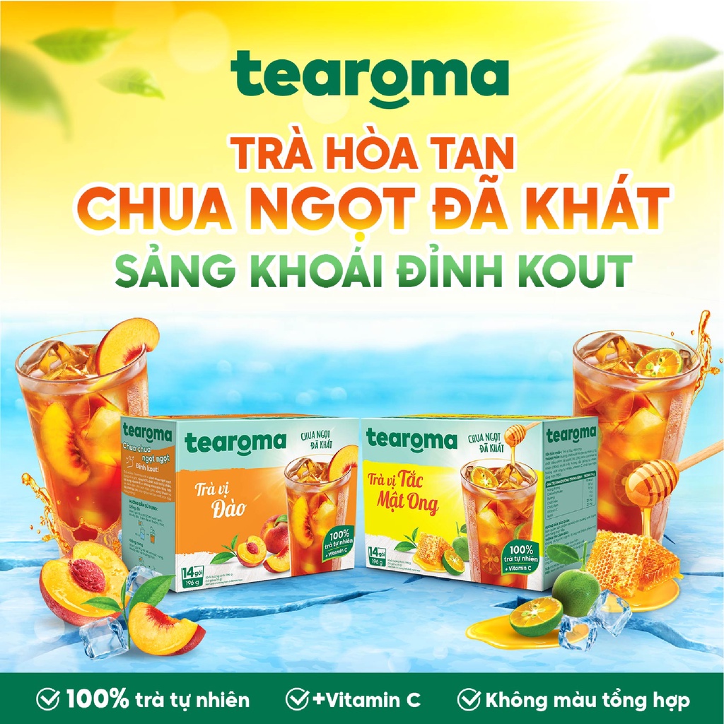 Trà Tearoma hòa tan vị Tắc mật ong hộp 196g (14 gói x 14g)