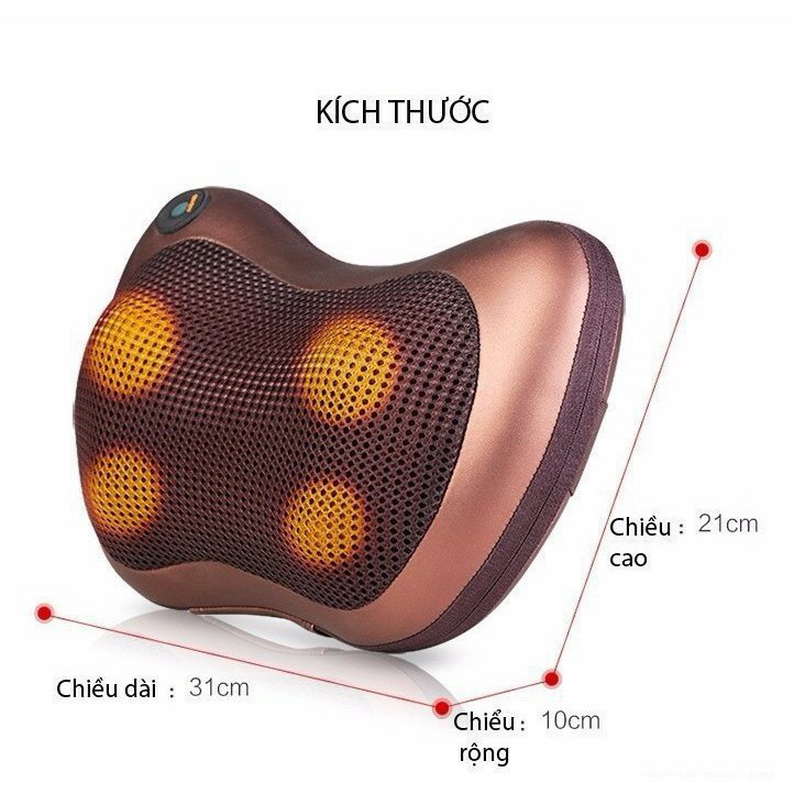 Gối massage hồng ngoại 8 bi đa năng Công Nghệ Nhật Bản cao cấp - Sieuthigiadinh.2021