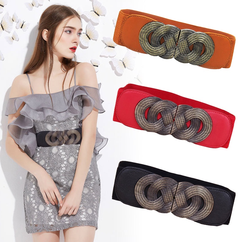 Thắt Lưng Da PU Bản To Co Giãn Phong Cách Vintage