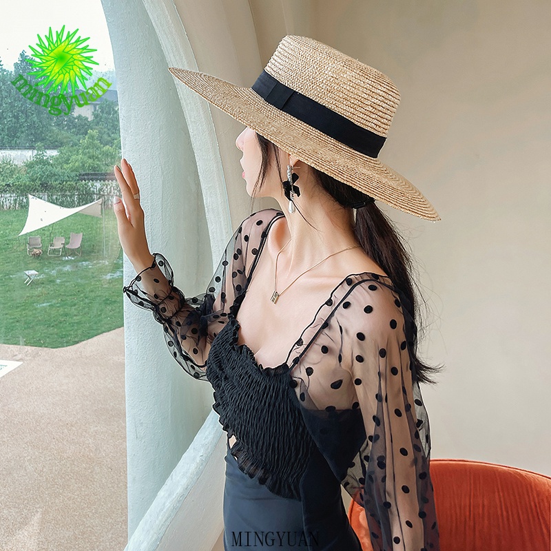 Bộ Đồ Bơi Một Mảnh Tay Dài Hở Lưng Phối Ren Họa Tiết Chấm Bi | BigBuy360 - bigbuy360.vn