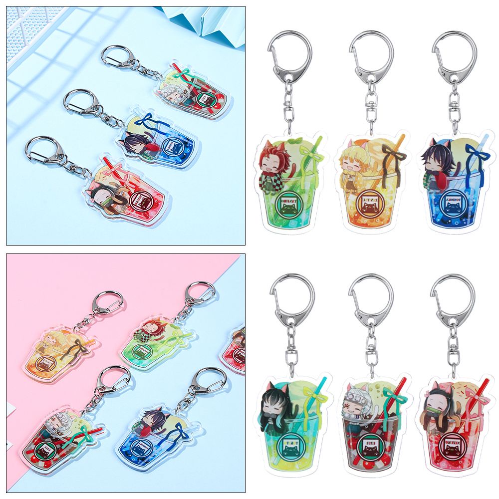 Móc khóa bằng acrylic họa tiết thanh gươm diệt quỷ hoạt hình dễ thương