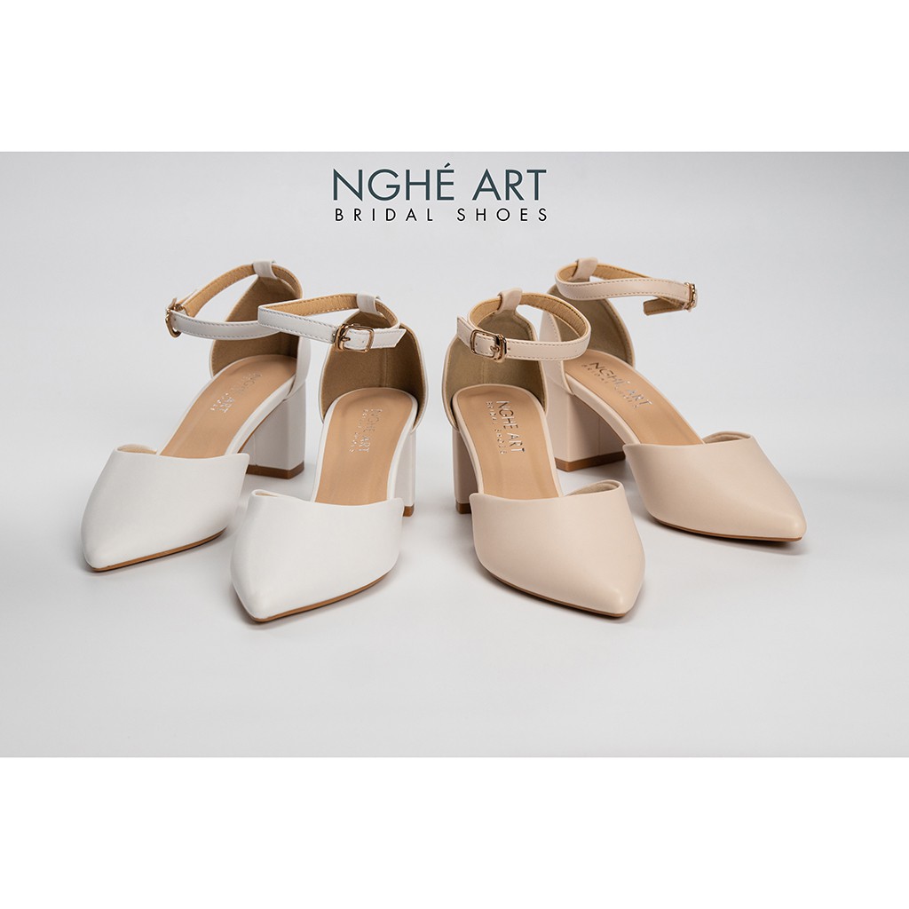 Giày cưới Nghé Art basic sandal quai hậu bít mũi 210