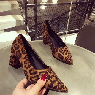 giày cao gót da beo thời trang cao 5cm size lớn 40 41 42 43