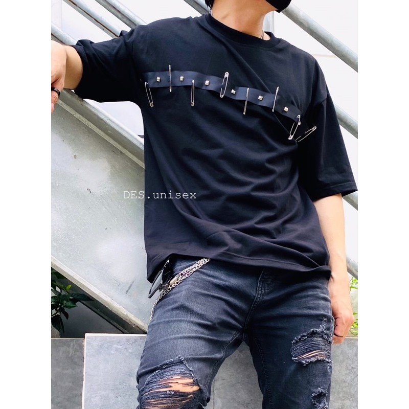 [HÌNNH THẬT] Áo thiết kế kim băng ngang unisex