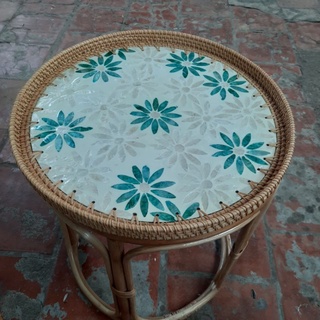 bàn trà mây tre đan