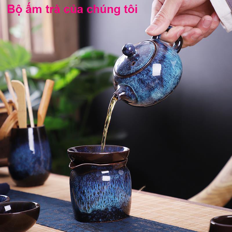 bàn gấp học sinhBộ ấm trà Kiến Trang gia dụng lười pha bán tự động hoàn chỉnh bằng gốm Jun đổi lò nung Thiên Mục