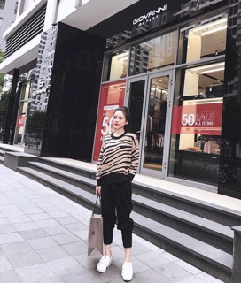 Quần baggy da lộn chiết gấu