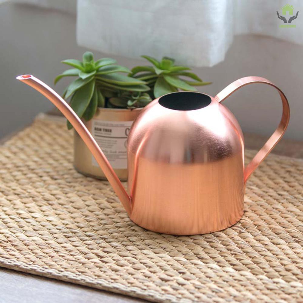 Rose Gold Small Watering Can kettle Helps You Water Tiny House Plants, Succulents, Bonsai or Herb Gardens - Steel Plant Waterer for Miniature Flower Pots - 17 Oz