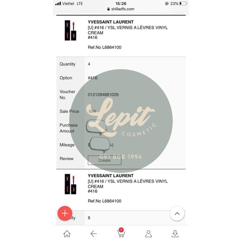 Son Kem YSL Vinyl Cream các màu 401-402-407-416