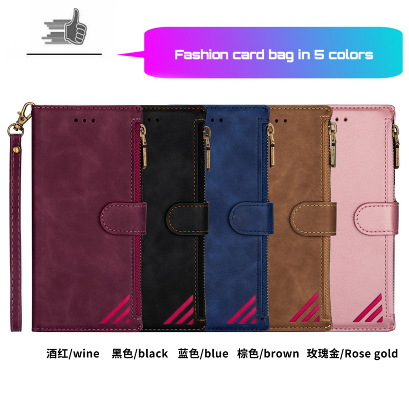 Flip Zipper Cover Xiaomi Redmi Note 10 9s 8 Note 9 Pro Max 8A 10X 10 Lite Fashion Leather Case Money Card Slot PhotoFrame Bracket Soft Casing