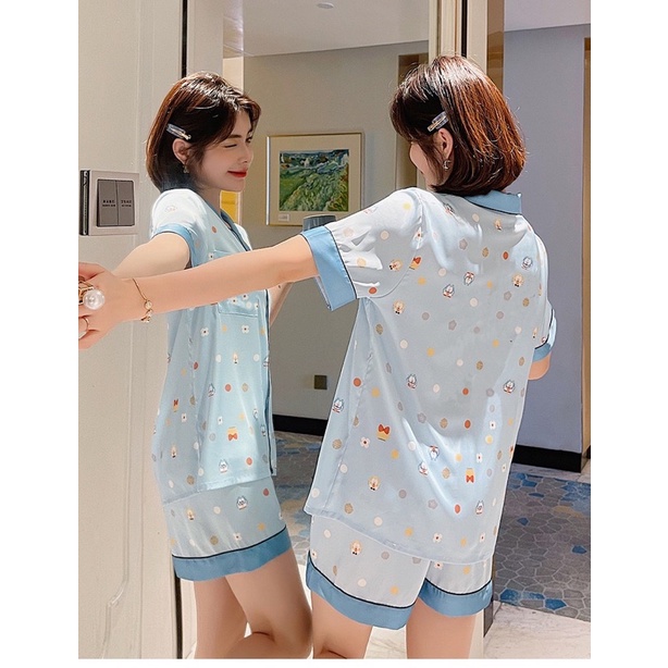 Bộ đùi Pizama lụa mềm mặc ngủ mặc nhà cao cấp Y38