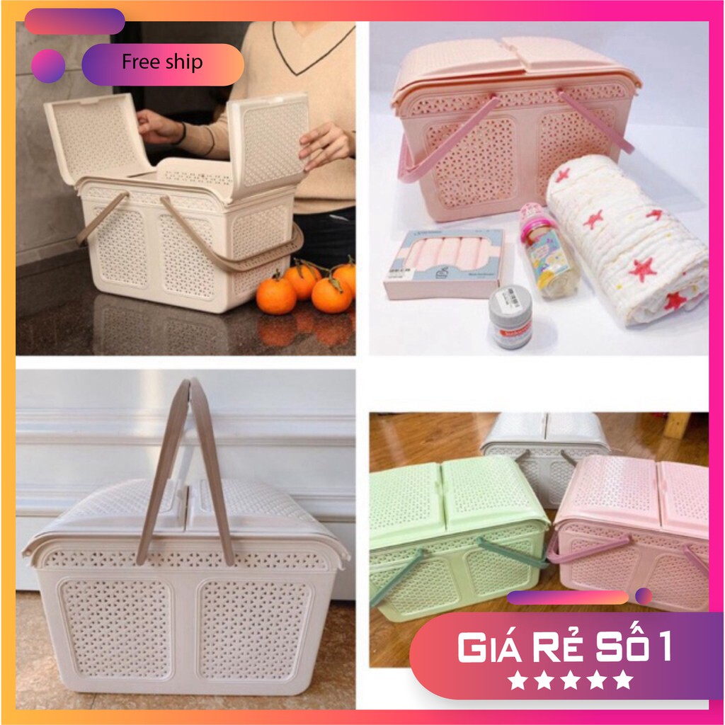 Làn nhựa đựng đồ đi sinh đa năng cao cấp Viêt Nhật. Chọn màu 2604