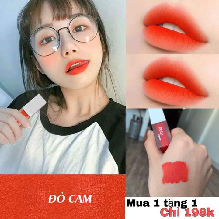 [Đỏ Cam] - Son Kem Dolly Không Chì Đỏ Cam  (tách set )
