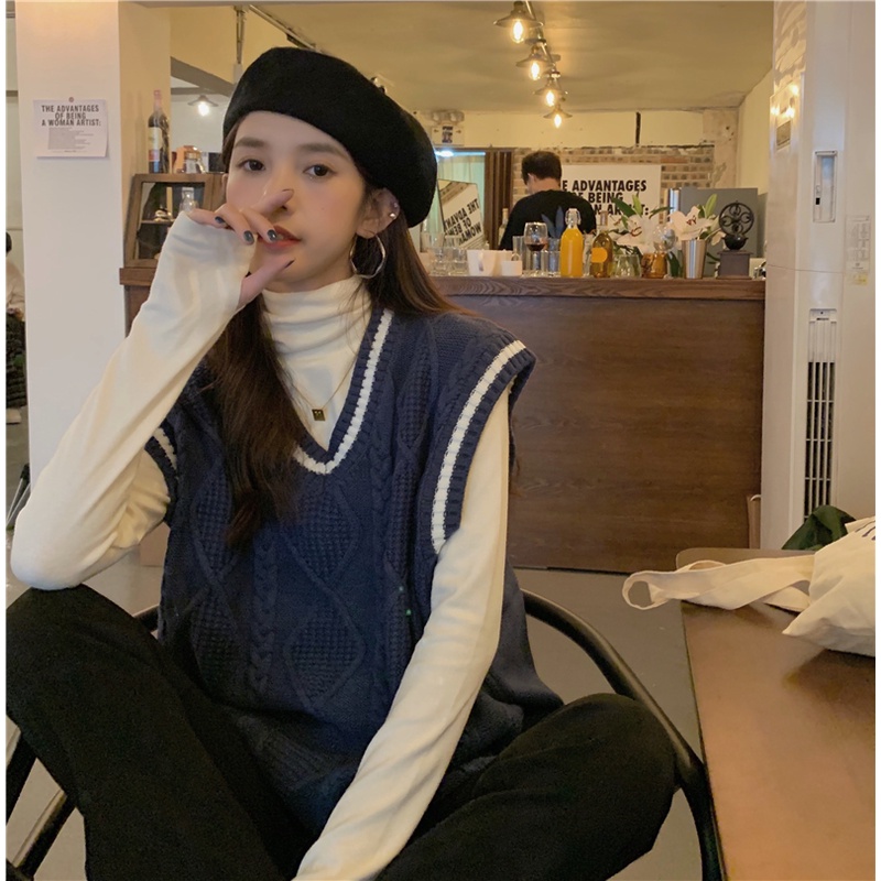 Áo gile len nữ cổ V họa tiết vặn thừng thu đông 2021 - Uri36 | BigBuy360 - bigbuy360.vn