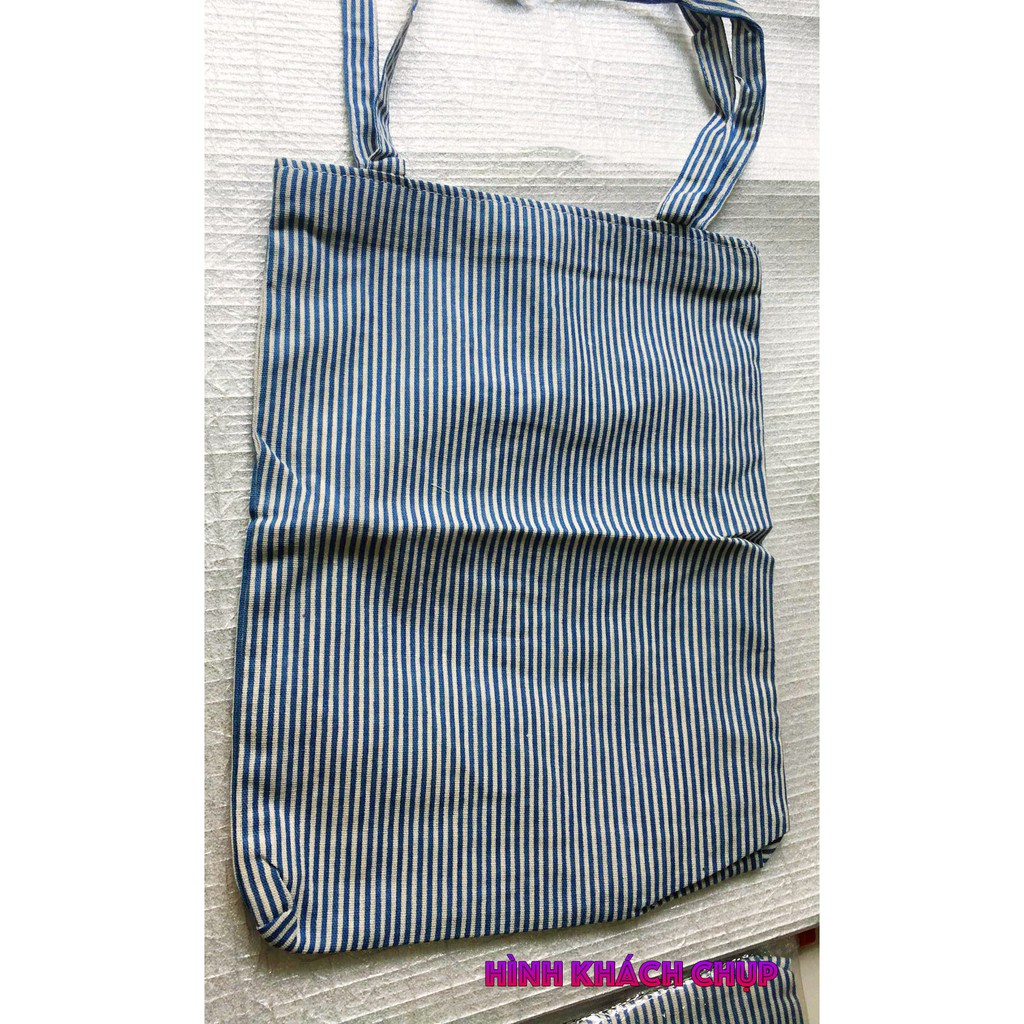 [Hình Thật] Túi Vải Tote Sọc Nhuyễn Fashion Chất Dày Dặn