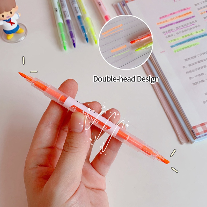 Bút Dạ Quang Hai Đầu Màu Sắc Ngọt Ngào Tiện Dụng Cho Học Sinh