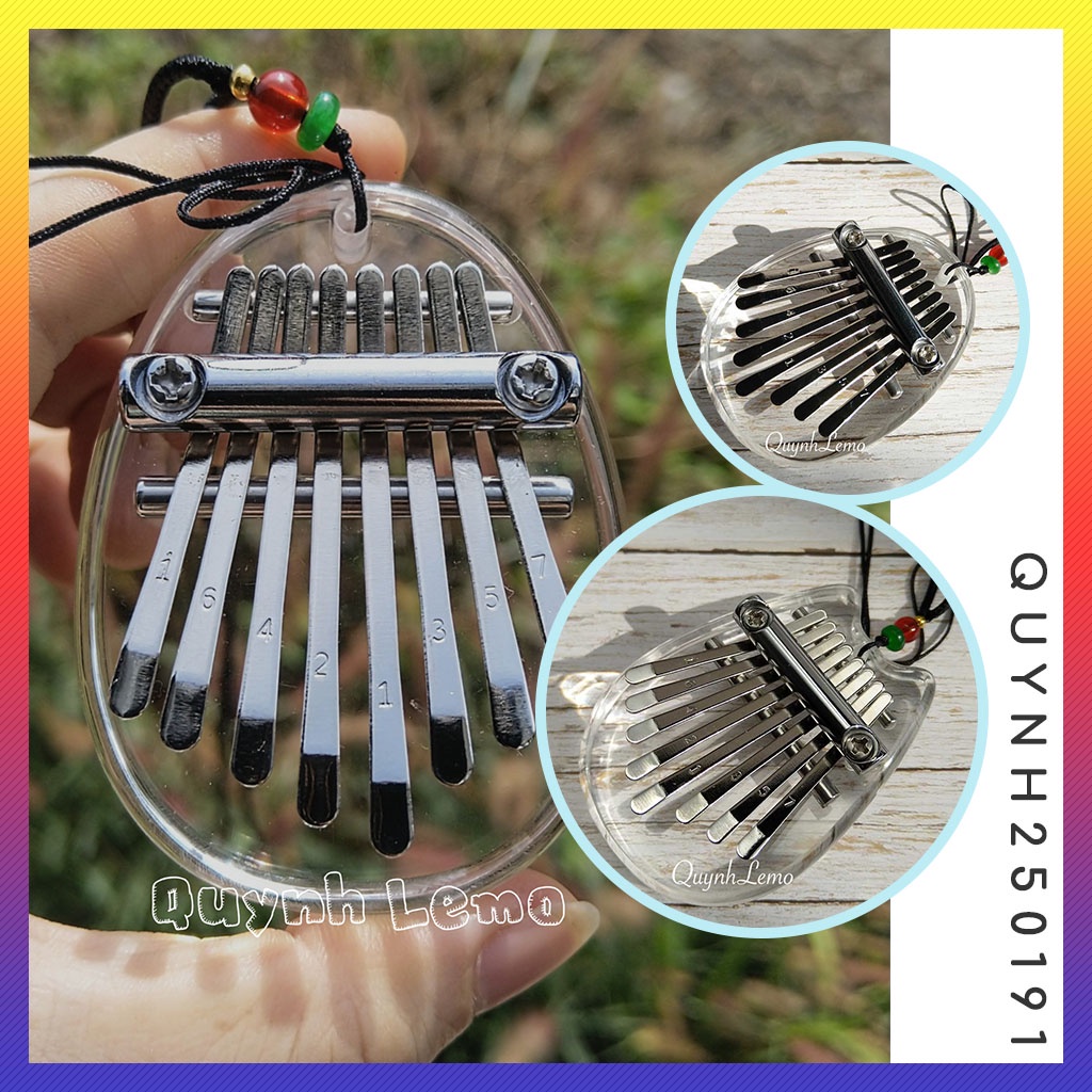 Mua [Có sẵn] Đàn Kalimba 8 Phím [Pha Lê] Độc Đáo - (Đàn Kalimba 8 Phím Mini) - Dễ Sử Dụng - Có Dây Buộc Dễ Thương