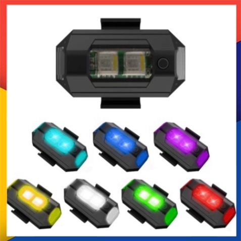 Đèn LED Nhấp Nháy Nhiều Chế Độ Màu Gắn Đôi Xe Máy Cảnh Báo kiểu máy bay đổi màu