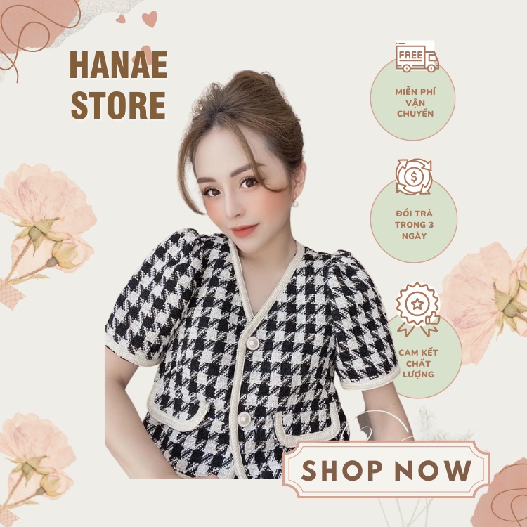 Áo Dạ Kẻ Ô Cổ V Dáng Ngắn Thời Trang Hàn Quốc - HANAE STORE CD120