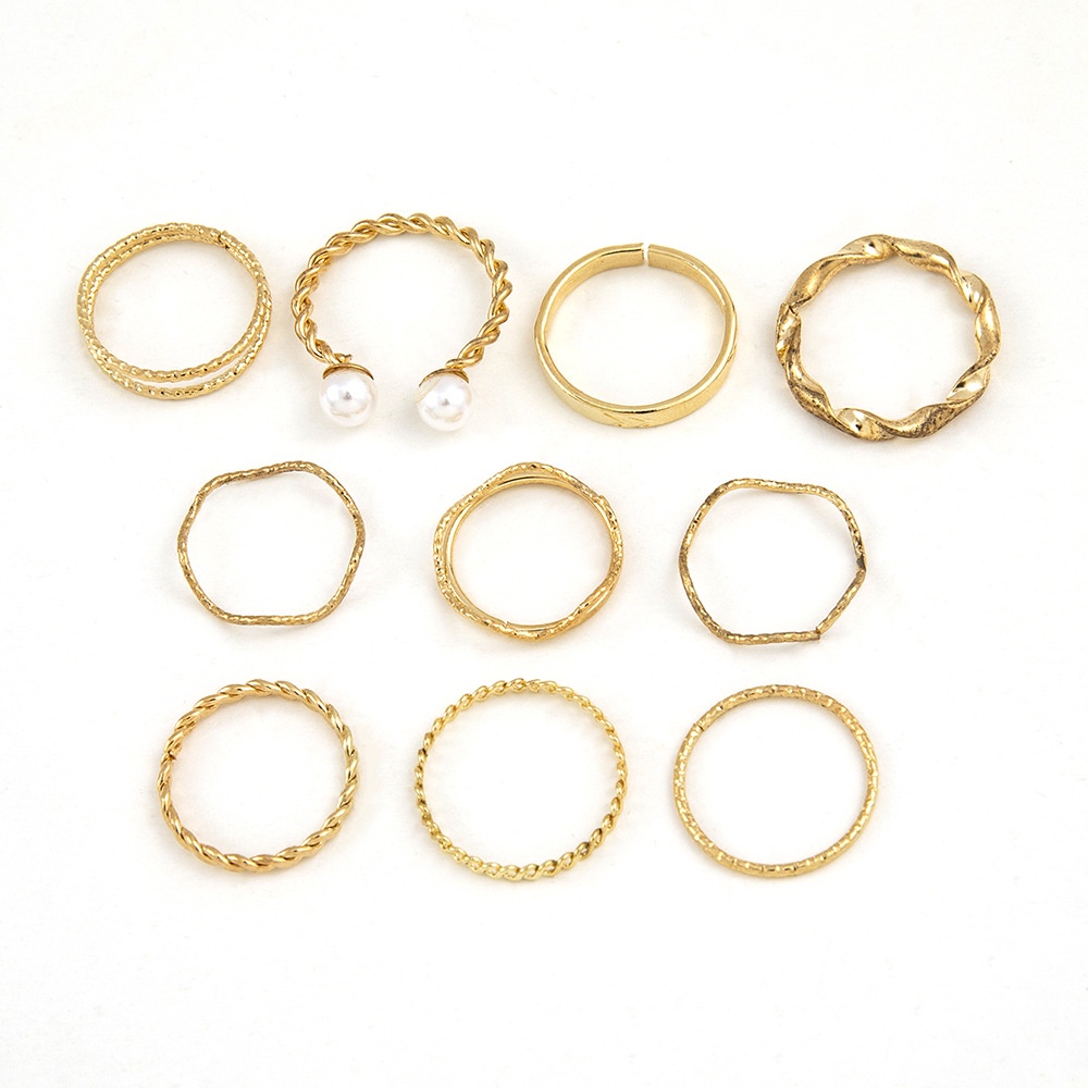 Set 10 Nhẫn Đeo Đốt Ngón Tay Thiết Kế Hình Học Thời Trang Cho Nữ