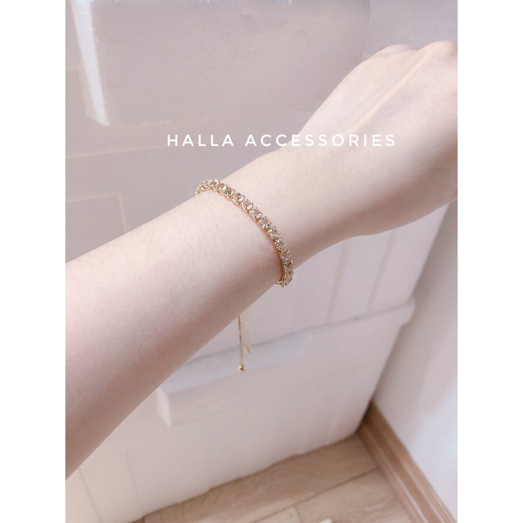 Vòng tay Lắc tay TITAN màu GOLD Bracelet đá xếp li lấp lánh  HALLA VT108
