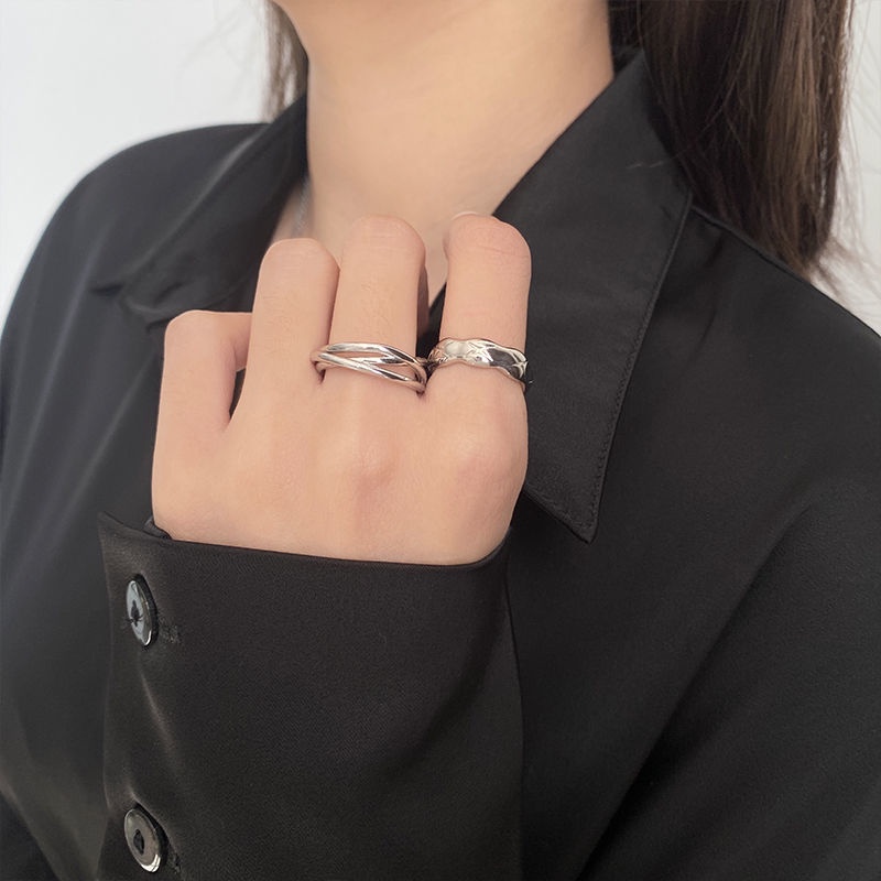 Jiashucheng Nhẫn Hở Kết Hợp Thiết Kế Đơn Giản Ngọt Ngào Cá Tính Phong Cách Niche Cho Nữ