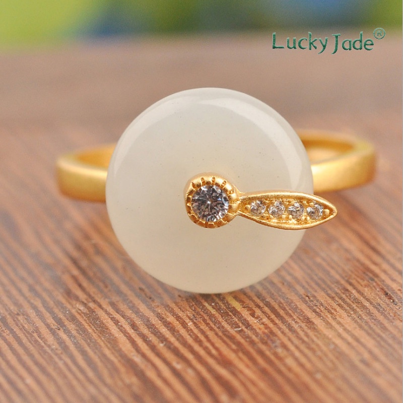 Nhẫn Mạ Bạc 925 18K Đính Đá Ngọc Bích Thời Trang Cho Nữ