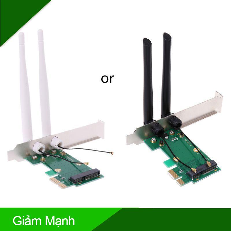 (Giảm Mạnh) Bộ kết nối Rox thẻ Wifi nhỏ gọn Pci-E Express sang đầu kết nối Pci-E 2 Antenna External Của Máy Tính Bàn