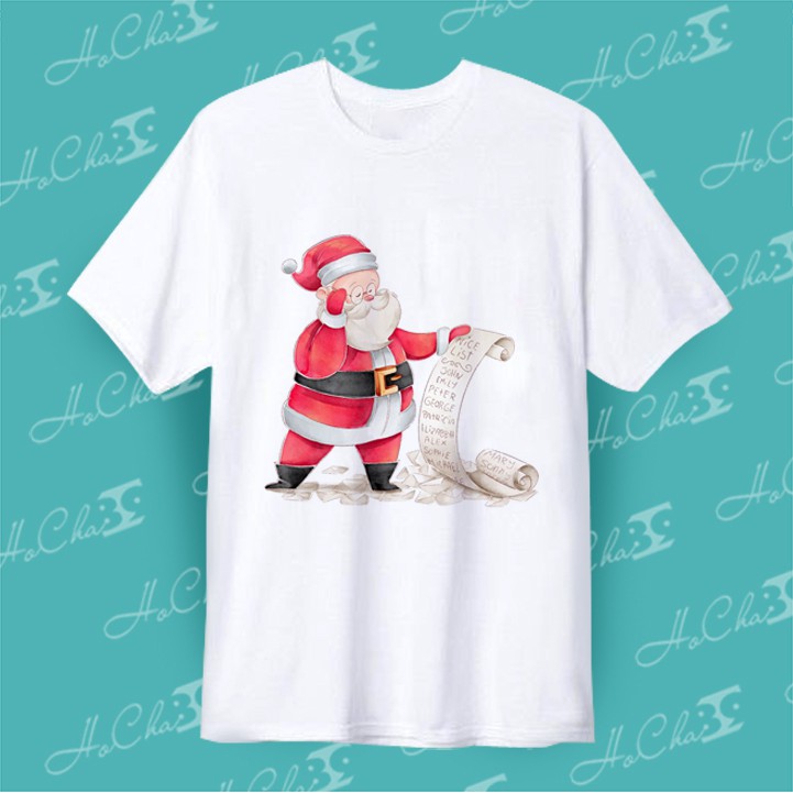 [ FREE SHIP ] Áo thun in hình ÔNG GIÀ NOEL - May Dây Cổ Cao Cấp (Có Hình Thật)