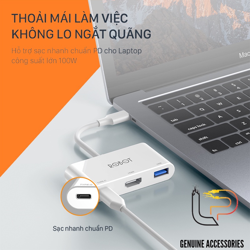 Hub chuyển USB Type-C ra HDMI kèm nguồn HT430 - Cáp chuyển USB Type-C ra USB + HDMI + USB-C HT430