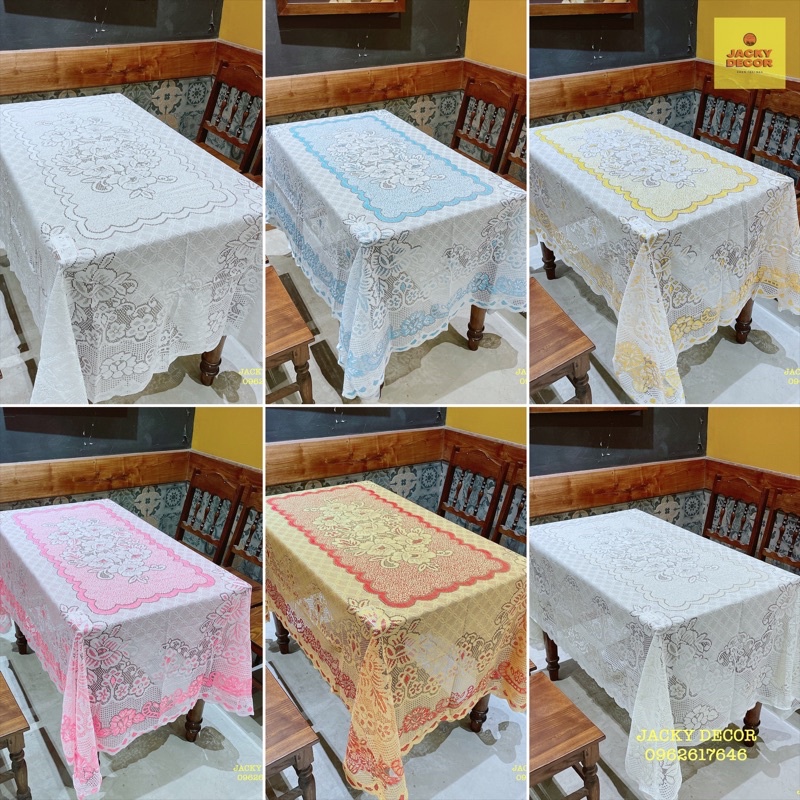 💗FREESHIP💗 Khăn trải bàn ăn, bàn tiệc vải ren hoa ĐỦ KÍCH THƯỚC - HÀNG ĐẸP
