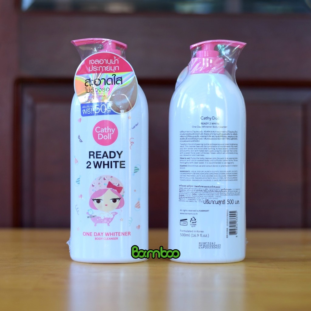 Sữa tắm trắng da Ready 2 white one day whitener Cathy Doll 500ml Thái Lan