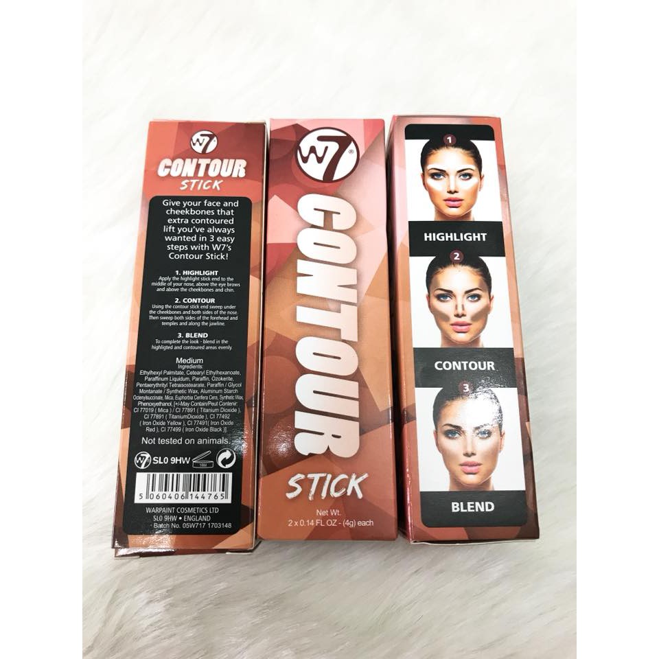 Cây tạo khối 2 đầu sáng tối dạng thỏi W7 Highlight and Contour Stick