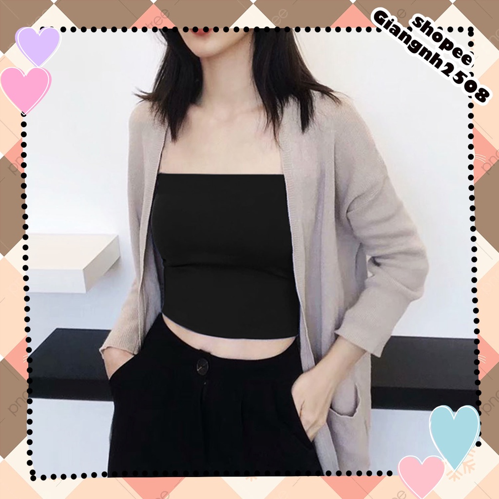 A016 Áo quây ngực ống tube crt đen trắng dáng ngắn co giãn sexy, Áo lót bra croptop không dây thun phông trơn ôm body