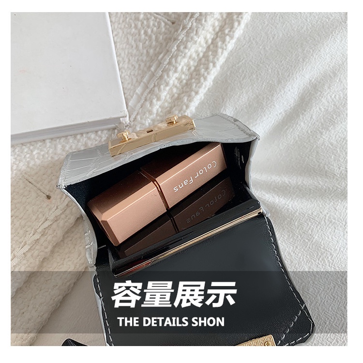 Túi đeo chéo JASMIN NOIR họa tiết da cá sấu dây đeo dạng xích thời trang cho nữ