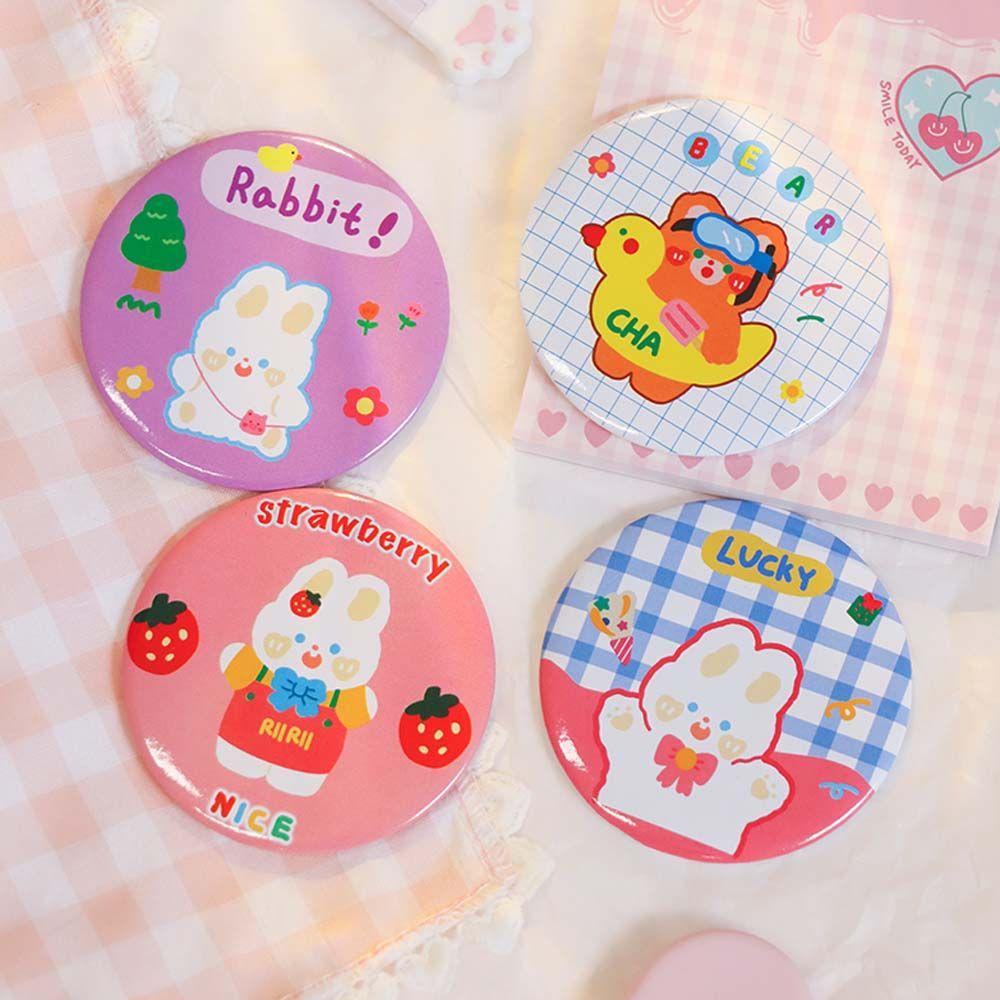 OCEANMAP Gương Trang Điểm Mini Kiểu Tròn Họa Tiết Hoạt Hình Dễ Thương