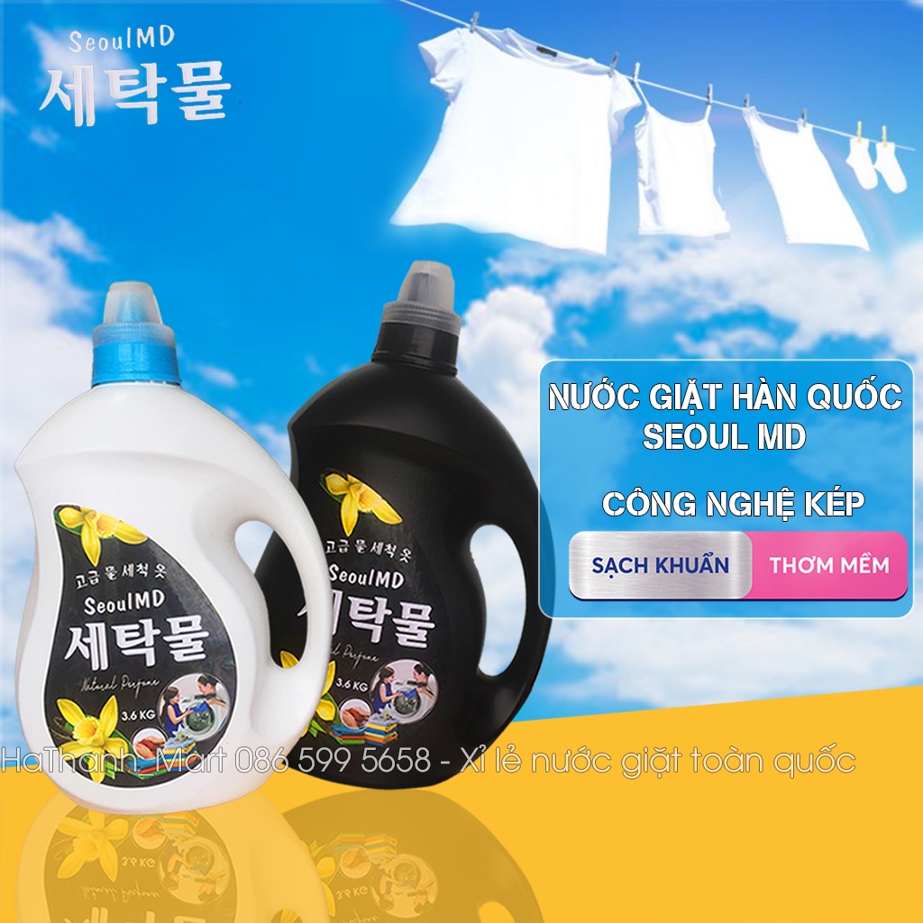 Nước giặt xuất Hàn Seoul MD - 3.6L, Giặt sạch, thơm mềm, tiết kiệm