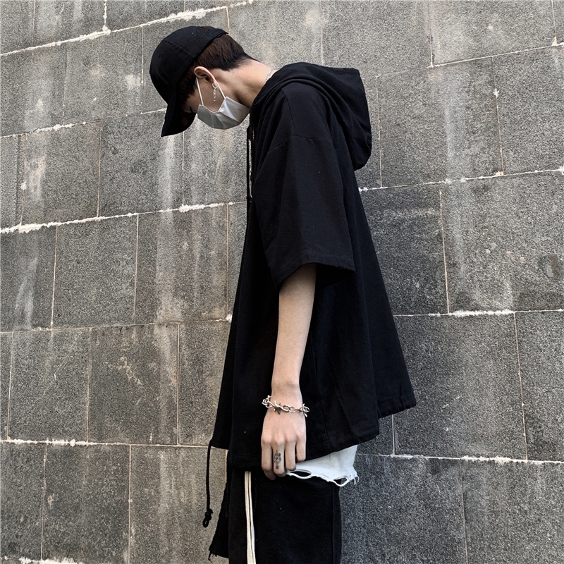 Áo hoodie tay ngắn dáng rộng thời trang cho nam | BigBuy360 - bigbuy360.vn