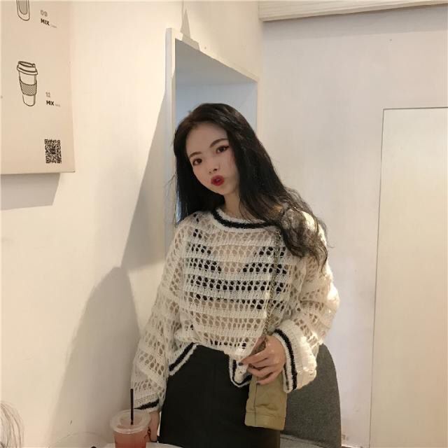 Áo Dệt Kim Form Rộng Phong Cách Hàn Quốc Xinh Xắn Cho Nữ