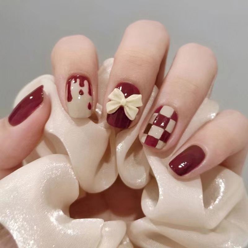 Manicure Wear Nail Nail Sticker Nail Tip Patch Removable Wearable Nail Stickers Fake Nail Patch Nail Sticker Pieces Finished Short
