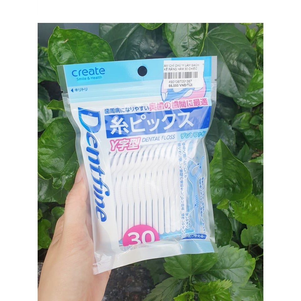 Tăm Chỉ Nha Khoa Dentfine Hình Chữ Y làm sạch kẽ răng Nhật Bản (Gói 30 chiếc)