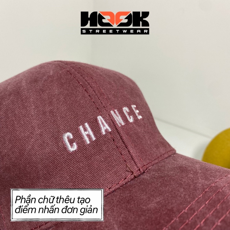 Mũ lưỡi trai Unisex nhiều màu thêu chữ Chance thương hiệu Hook