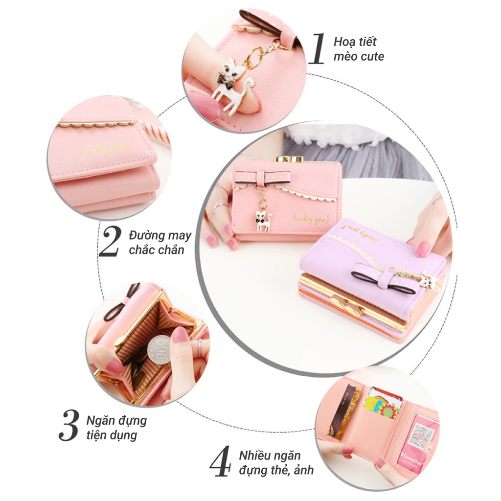 Ví nữ mini cầm tay GENZZZ nhiều ngăn đựng thẻ tiện dụng chất da cao cấp V023
