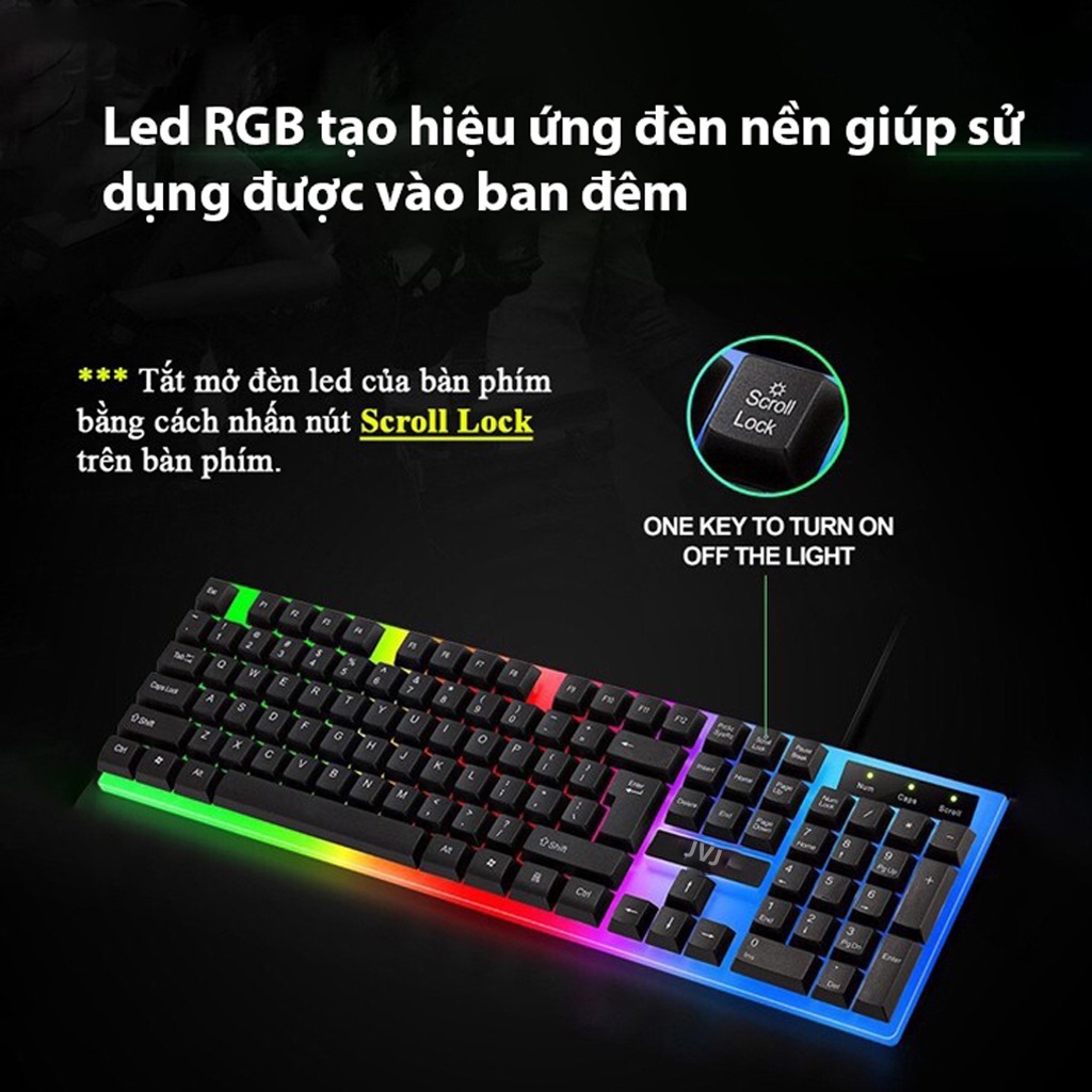 Bộ bàn phím giả cơ TF200 chuột gaming, combo bàn phím chuột bật tắt led sử dụng máy tính bàn, laptop văn phòng