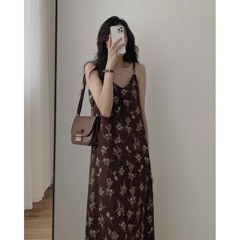 Váy hai dây hai lớp hoạ tiết vintage   Ulzzang 🌸 Hàng Quảng Châu